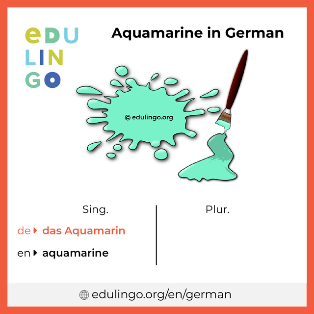 Aquamarine in German vocabulary picture with singular and plural for download and printing