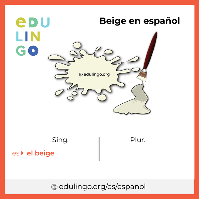 Imagen de vocabulario Beige en español con singular y plural para descargar e imprimir