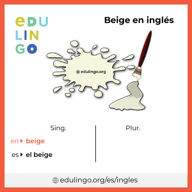 Imagen de vocabulario Beige en inglés con singular y plural para descargar e imprimir