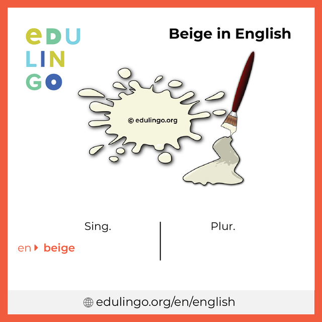 Beige in English vocabulary picture with singular and plural for download and printing