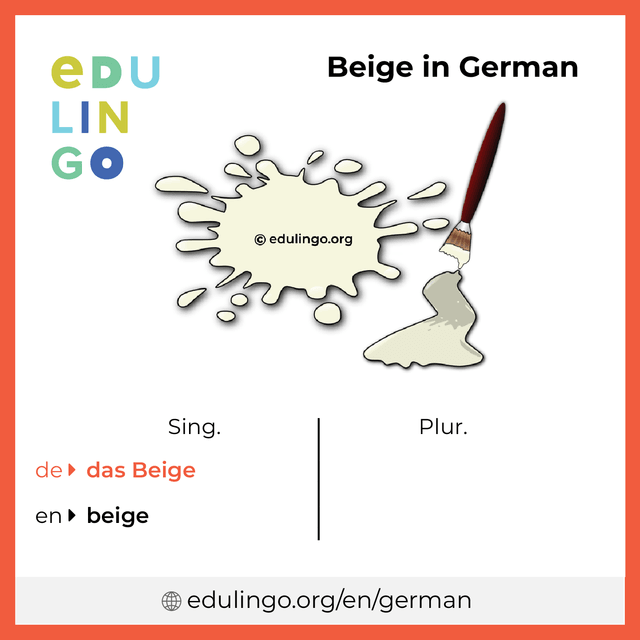 Beige in German vocabulary picture with singular and plural for download and printing
