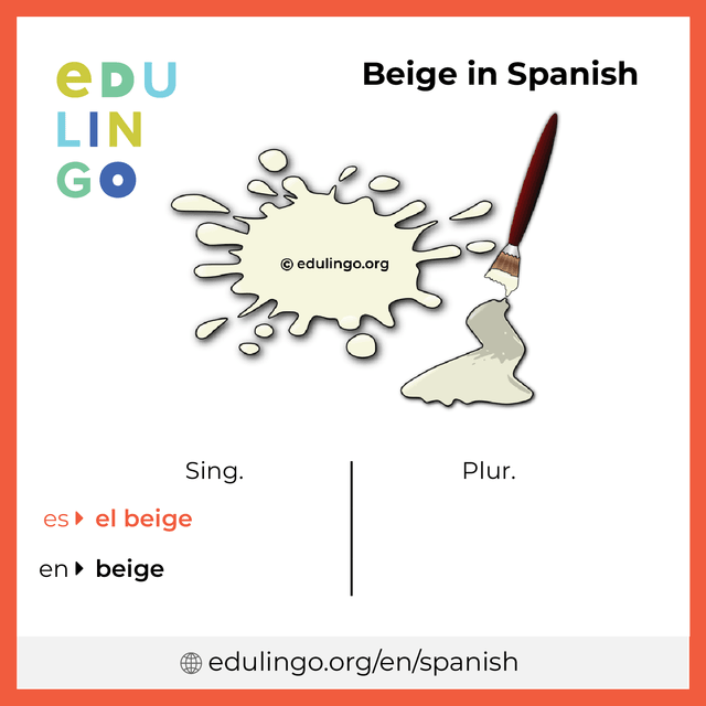 Beige in Spanish vocabulary picture with singular and plural for download and printing