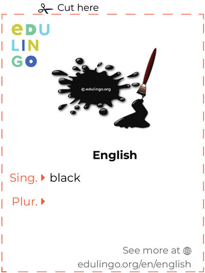 Black in English vocabulary flashcard for printing, practicing and learning