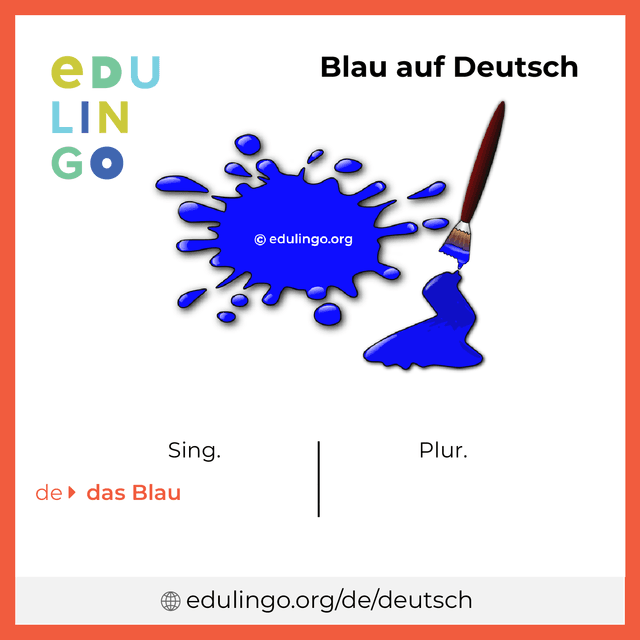 Blau auf Deutsch Vokabelbild mit Singular und Plural zum Herunterladen und Ausdrucken