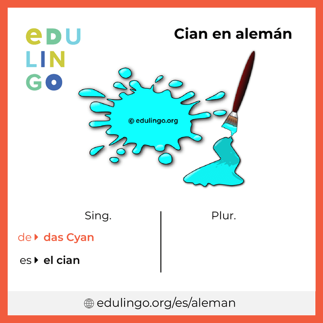 Imagen de vocabulario Cian en alemán con singular y plural para descargar e imprimir