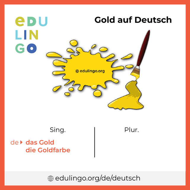 Gold auf Deutsch Vokabelbild mit Singular und Plural zum Herunterladen und Ausdrucken