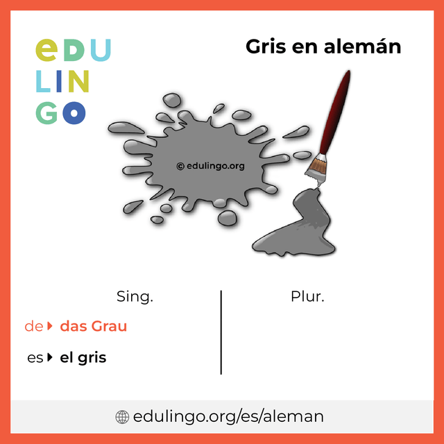 Imagen de vocabulario Gris en alemán con singular y plural para descargar e imprimir