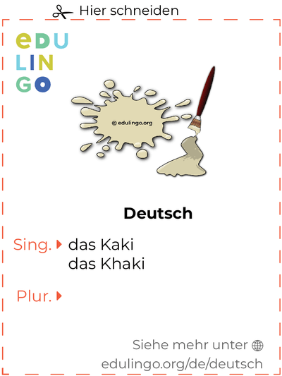 Kaki auf Deutsch Vokabelkartei zum Ausdrucken, Üben und Lernen