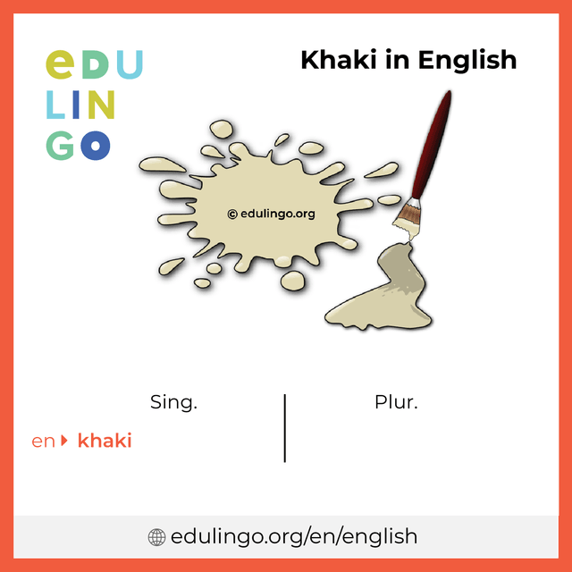 Khaki in English vocabulary picture with singular and plural for download and printing