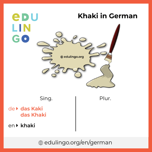 Khaki in German vocabulary picture with singular and plural for download and printing