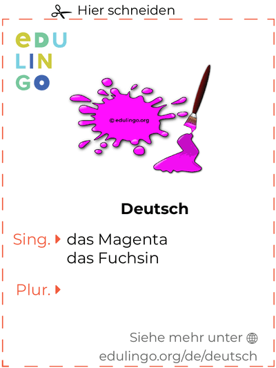 Magenta auf Deutsch Vokabelkartei zum Ausdrucken, Üben und Lernen