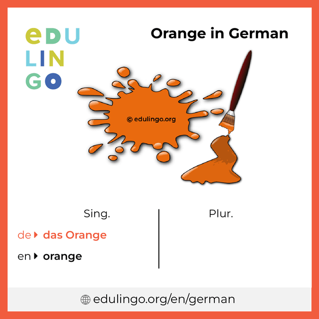 Orange in German vocabulary picture with singular and plural for download and printing