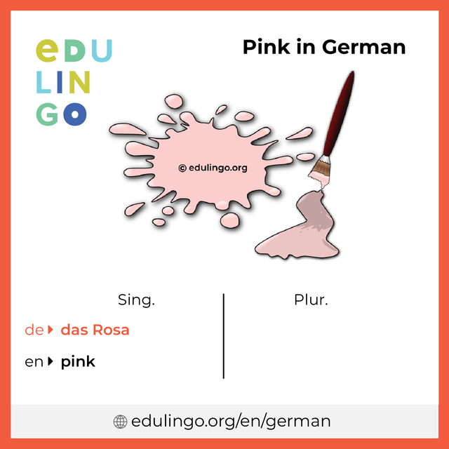 Pink in German vocabulary picture with singular and plural for download and printing