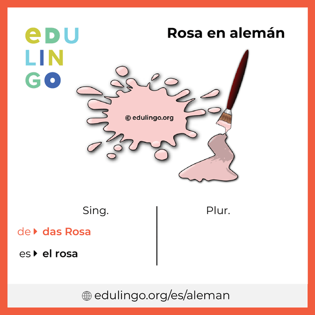 Imagen de vocabulario Rosa en alemán con singular y plural para descargar e imprimir