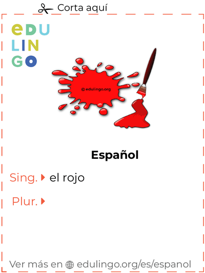 Ficha de Vocabulario Rojo en español para imprimir, practicar y aprender