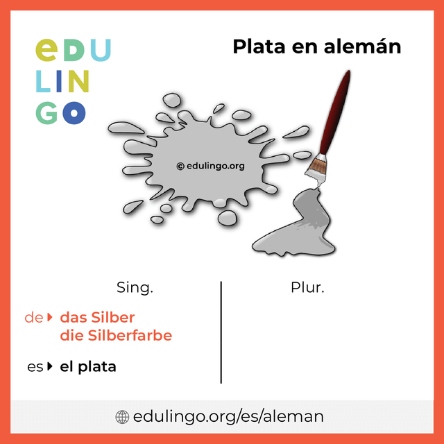 Imagen de vocabulario Plata en alemán con singular y plural para descargar e imprimir