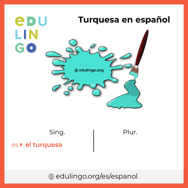 Imagen de vocabulario Turquesa en español con singular y plural para descargar e imprimir