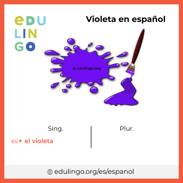 Imagen de vocabulario Violeta en español con singular y plural para descargar e imprimir