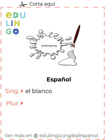 Ficha de Vocabulario Blanco en español para imprimir, practicar y aprender