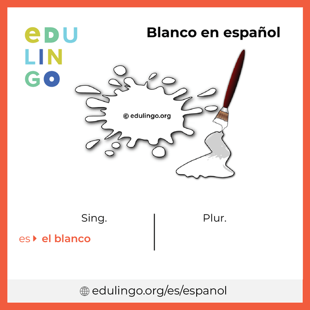 Imagen de vocabulario Blanco en español con singular y plural para descargar e imprimir