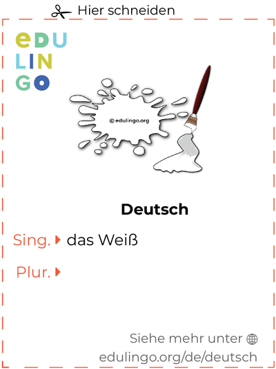 Weiß auf Deutsch Vokabelkartei zum Ausdrucken, Üben und Lernen