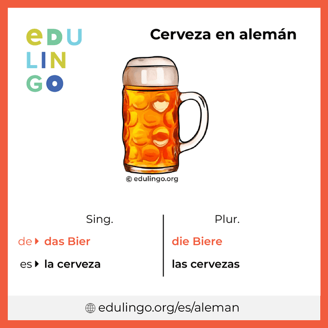 Imagen de vocabulario Cerveza en alemán con singular y plural para descargar e imprimir
