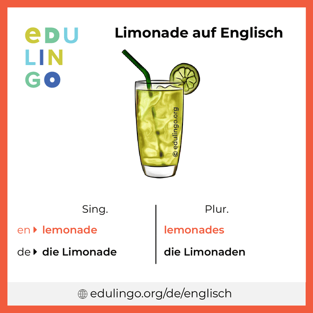 Limonade auf Englisch Vokabelbild mit Singular und Plural zum Herunterladen und Ausdrucken