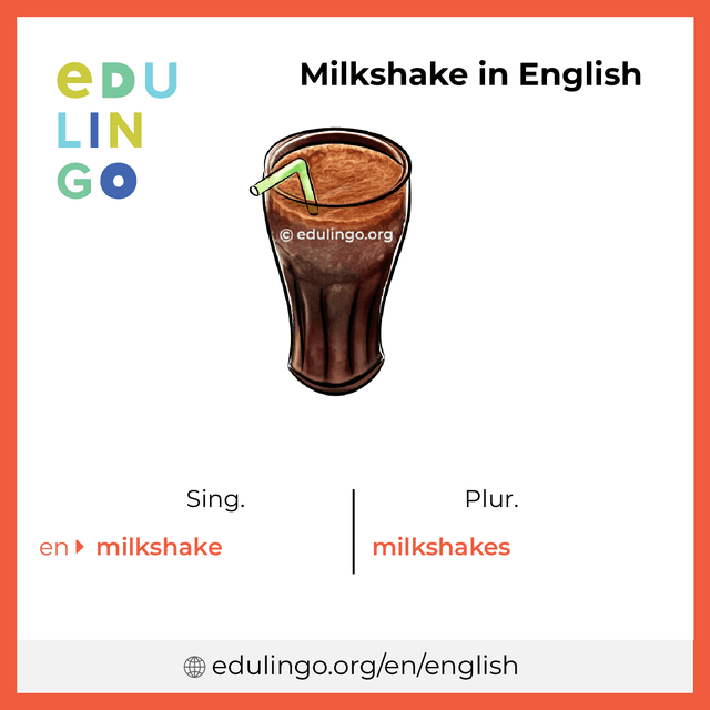 Milkshake in English vocabulary picture with singular and plural for download and printing