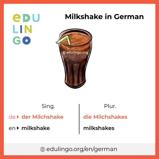 Milkshake in German vocabulary picture with singular and plural for download and printing