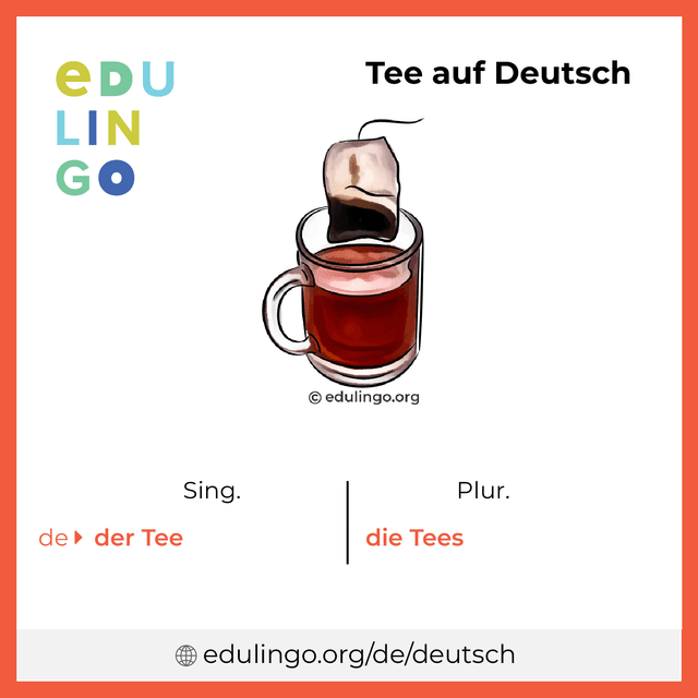 Tee auf Deutsch Vokabelbild mit Singular und Plural zum Herunterladen und Ausdrucken