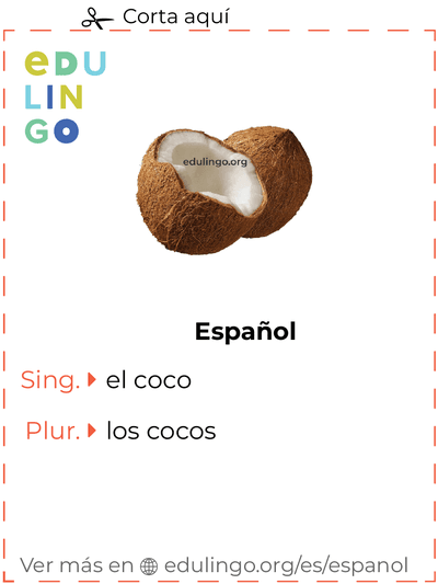 Ficha de Vocabulario Coco en español para imprimir, practicar y aprender