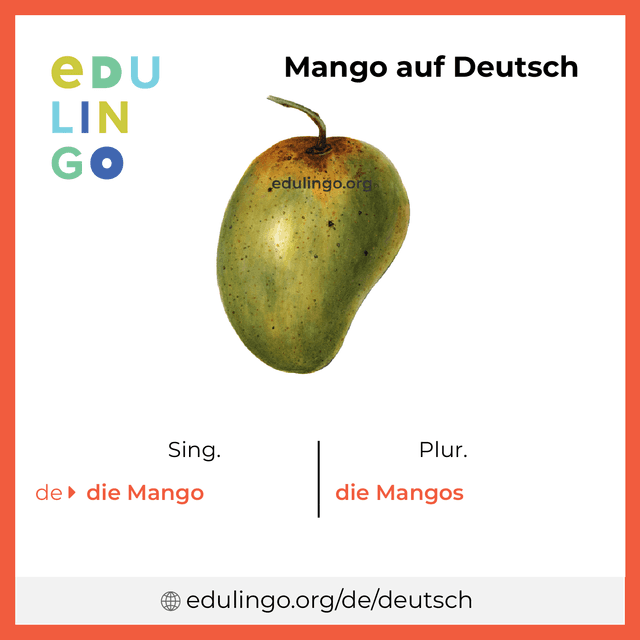 Mango auf Deutsch Vokabelbild mit Singular und Plural zum Herunterladen und Ausdrucken