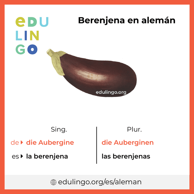 Imagen de vocabulario Berenjena en alemán con singular y plural para descargar e imprimir